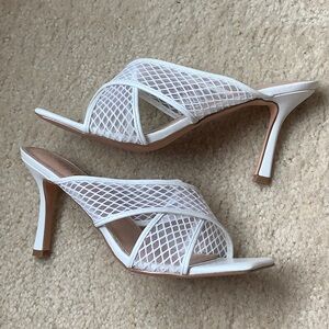 Liliana White Mesh Kitten Heels 8.5